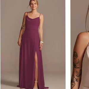 David’s Bridal Chiffon Bridesmaid Dress with slit